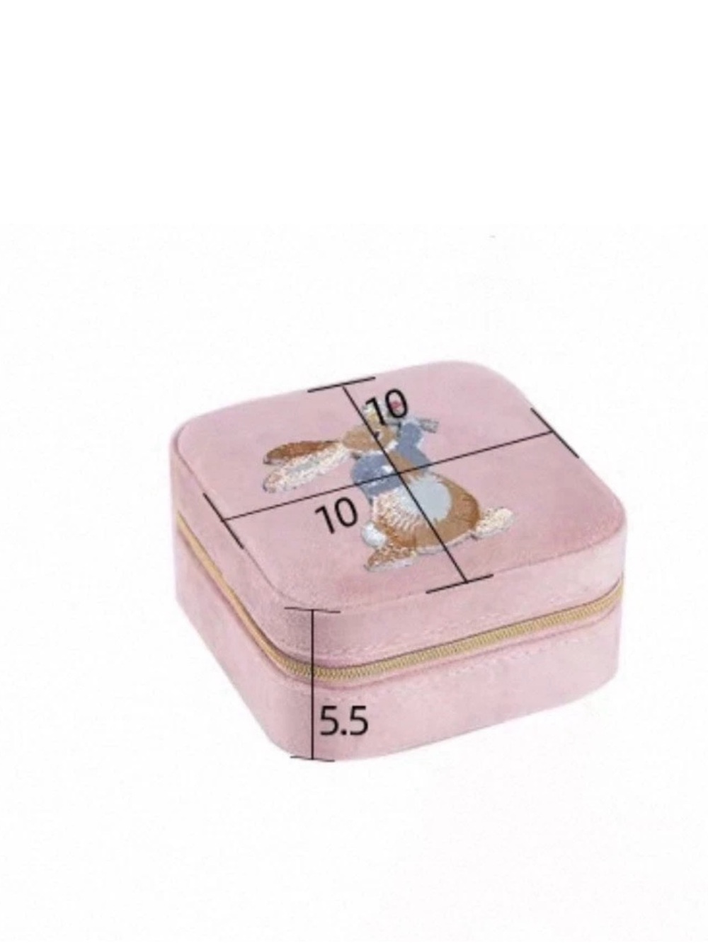 Pink Velvet Floral Jewelry Box with Embroidered Lily of the Valley - Picture 4 of 4